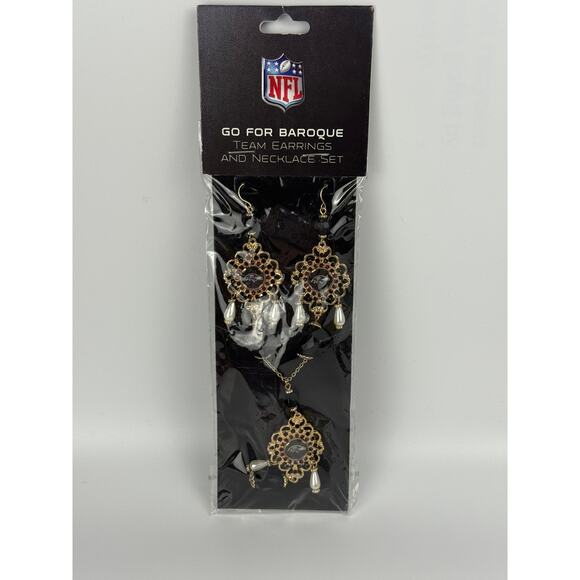 NFL Womens Baroque Team Earring & Necklace Set Baltimore Ravens Gold One Size - Picture 1 of 5